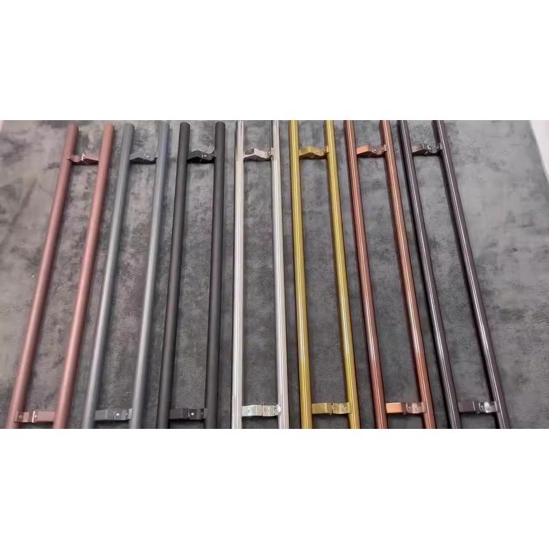 玻璃门拉手斜边不锈钢地有框把手弹簧门拐弯马蹄脚加厚木门酒店