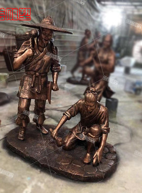 玻璃钢农耕雕塑民俗文化仿铜摆件园林景观供应户外农耕人物雕塑