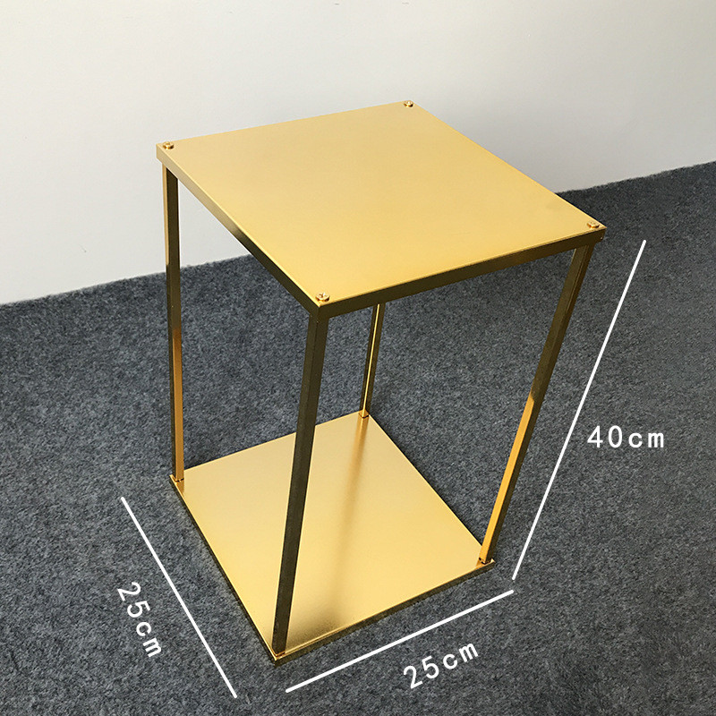婚庆婚礼道具电镀方框铁艺金色金架子长方体花架舞台布置几何路引