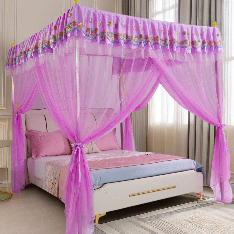 新款支架蚊帐全套一体式全包围不锈钢加密床1米5公主风宫廷蚊帐