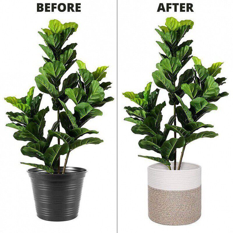 编织收纳筐山东植物篮现代棉绳储物篮盆栽花盆套收纳篮装饰花盆