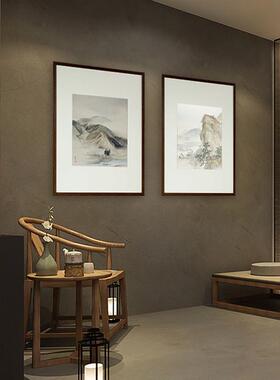 6buj国画装裱新中式实木纹铝合金相框书法宣纸卡纸画框外框装裱可