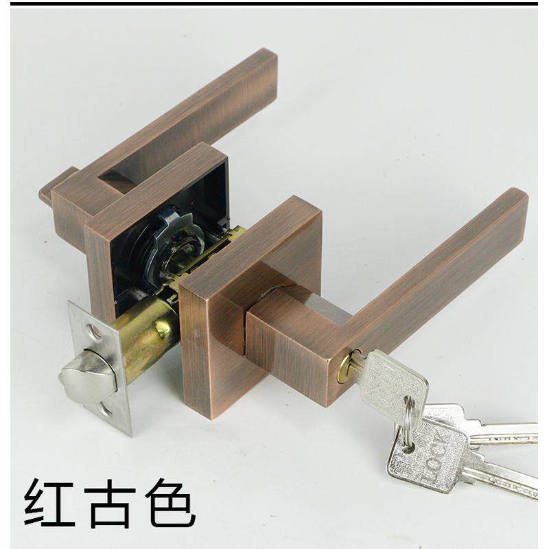 门锁室内卧室房房门三杆式球形锁卫生间黑色通用型老式球锁执手锁