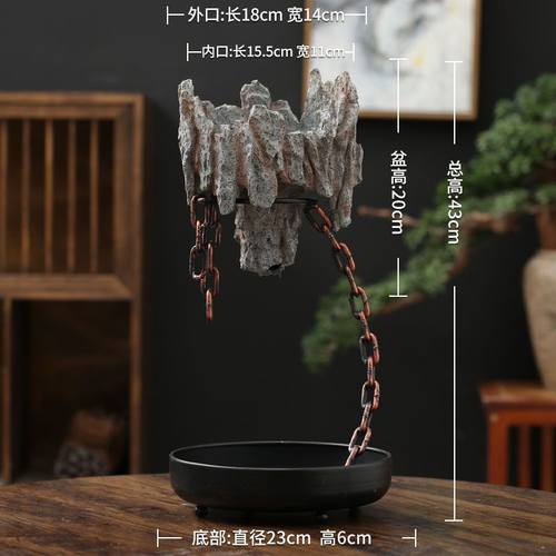 北欧多肉植物盆家居客厅创意花盆花架装饰摆设铁艺铁链悬挂式花盆