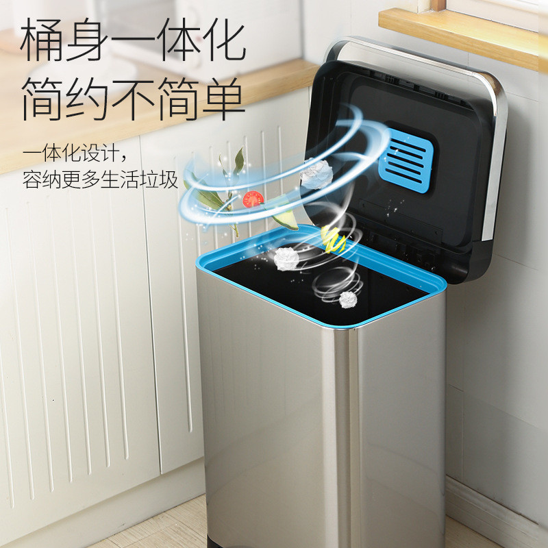 热销欧式不锈钢脚踏式家用大号容量厨房垃圾桶客厅有盖20升大容量