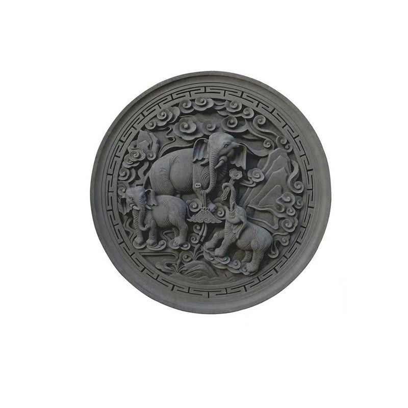 中式仿古砖雕砖雕古建迎门墙圆形福字圆形四合院影壁墙浮雕挂