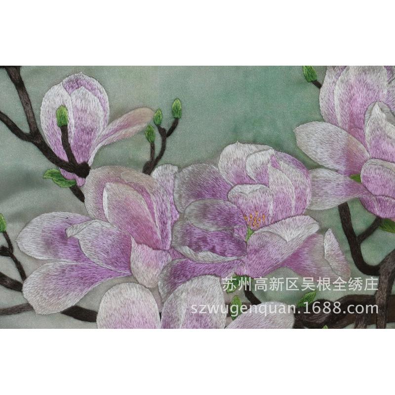 批发供应苏州书房客厅装饰画苏绣片手工刺绣挂画玉兰花未装裱