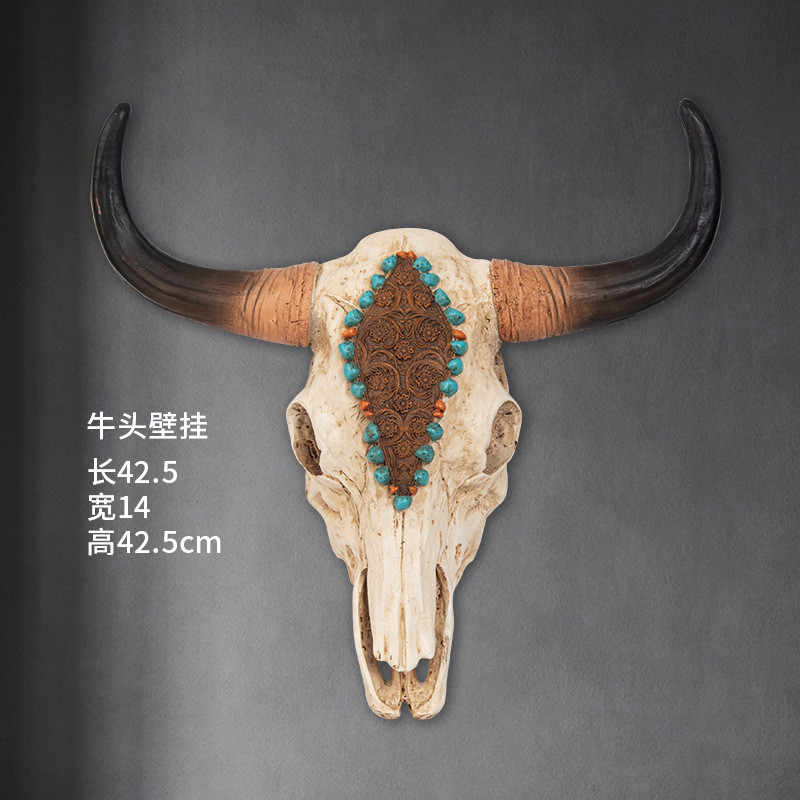 招财墙壁装饰挂件牛头壁挂创意酒吧饭店复古仿真动物头树脂工艺品