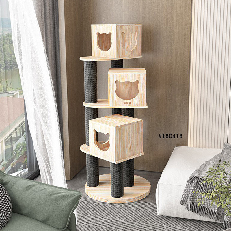 蜜罐猫实木猫爬架猫窝猫树一体进口款猫架猫咪用品180418升级松木