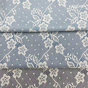 32支复合牛仔面料春夏服装面料箱包布料小复合碎花蕾丝牛仔水洗布