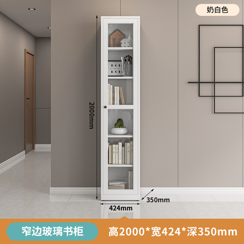 带门防尘玻璃书柜书架家用落地收纳钢制储物矮柜置物柜展示柜批发