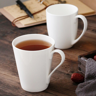 大容量陶瓷杯家用办公商务咖啡杯牛奶杯茶杯 白色骨瓷马克杯水杯