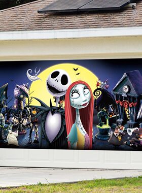 杰克·斯克背景布圣诞节日派对装饰横幅花园车库林顿旗帜13*6ft