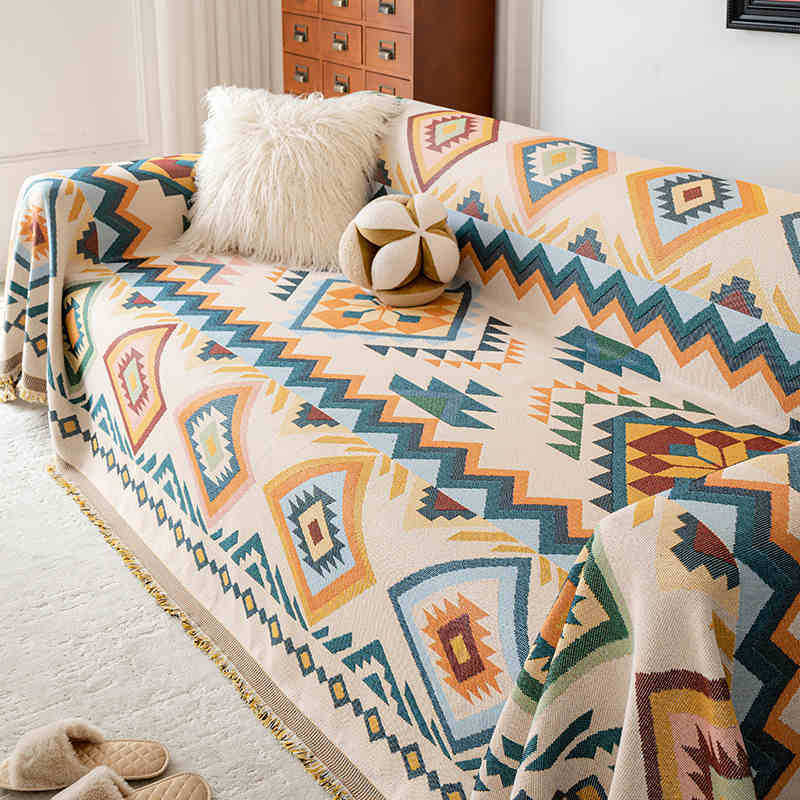 新款沙发盖布四季通防滑涤棉混纺法式高档沙发巾一整张全盖巾套罩