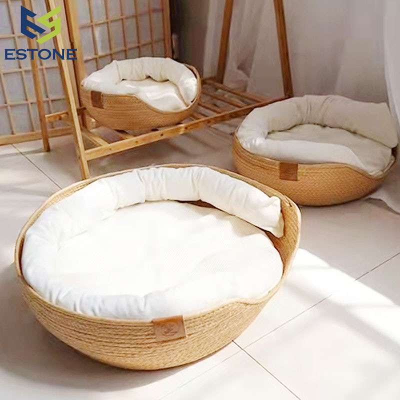 热销猫窝夏季编织凉藤编四季通用网红可拆洗夏天窝猫咪床狗窝宠物