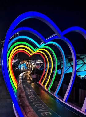 文旅夜游景区公园网红圆形时光隧道拱门发光长廊通道美陈雕塑拍照