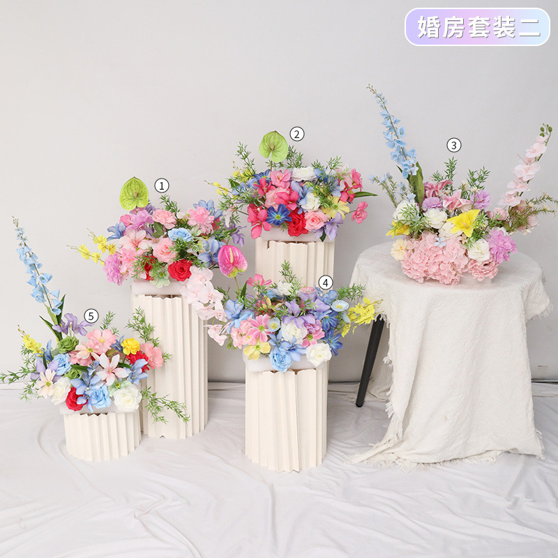 婚房布置装饰仿真花订婚宴客厅摆设婚礼仿真花桌花床头花迎宾牌花