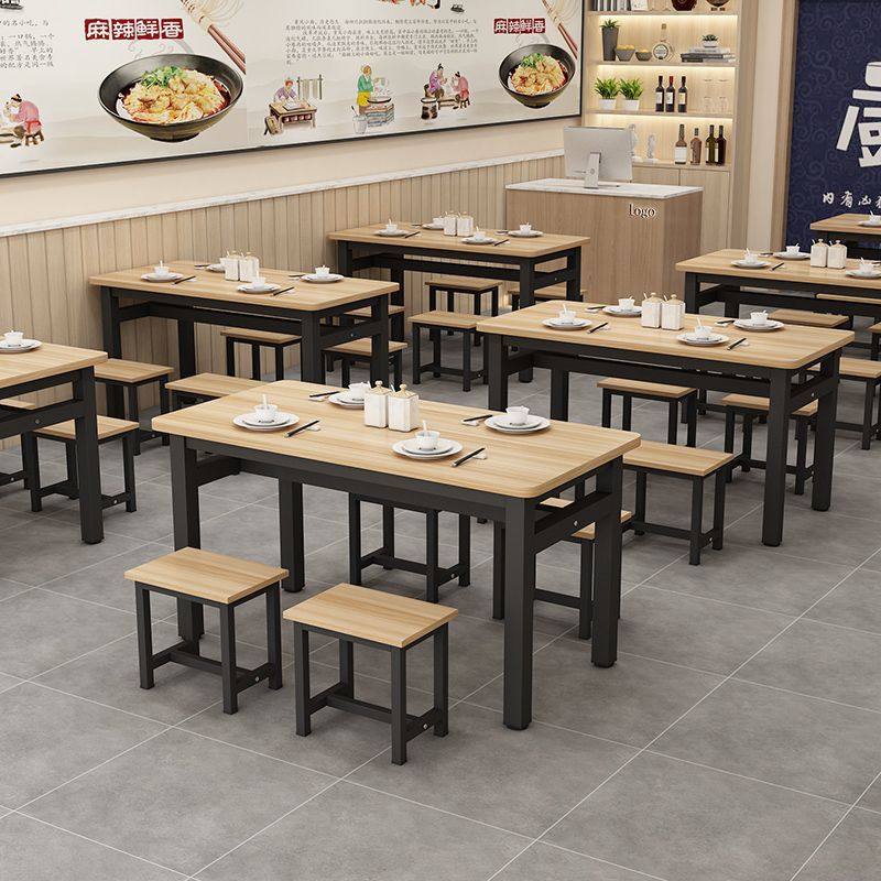 餐桌椅组合商用食堂早餐饭店快餐小吃店餐饮店铺长方形桌子套装