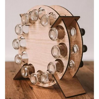 爆款圣诞节倒计时酒架圣诞树酒瓶放置器装饰品摆件工艺木质