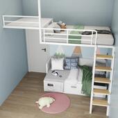 w網3w網3公寓阁楼式 床复式 二层隔层铁艺店铺高架床储物平台货架吊