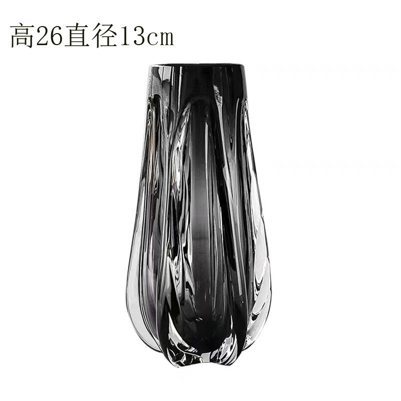 现代简约北欧风玻璃开口花瓶透明瓶插花瓶子办公室花瓶家居摆件