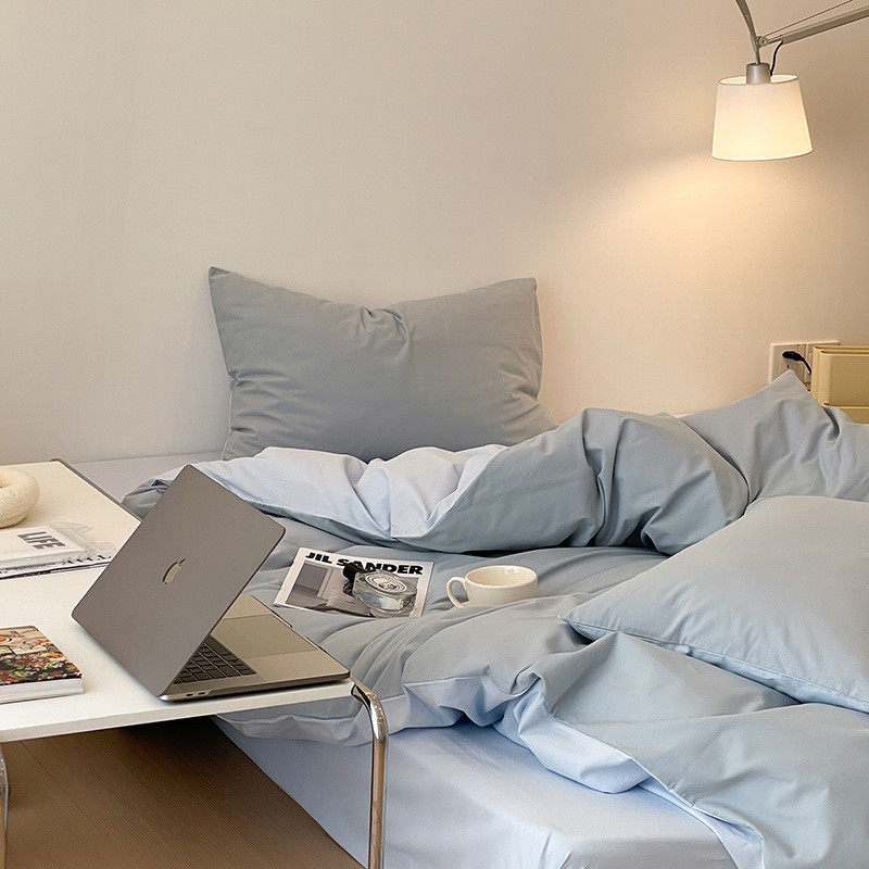 bb4c批发60支全棉磨毛四件套简约三件套两面加厚被套色秋