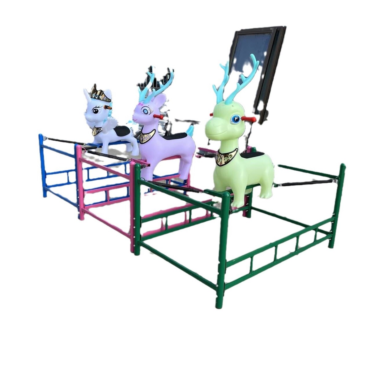 亲子网红游乐设备跳跳马儿童乐园弹簧鹿景区公园农庄无动力摇摇马