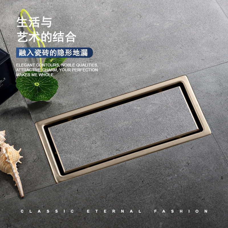 热销跨境加长azos不锈钢地漏厂家嵌入式隐形地漏防臭防虫防反水地