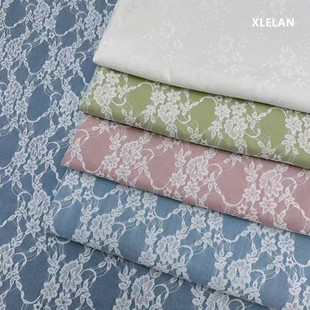 32支蕾丝牛仔面料春夏服装面料箱包布料小碎花复合复合牛仔水洗布