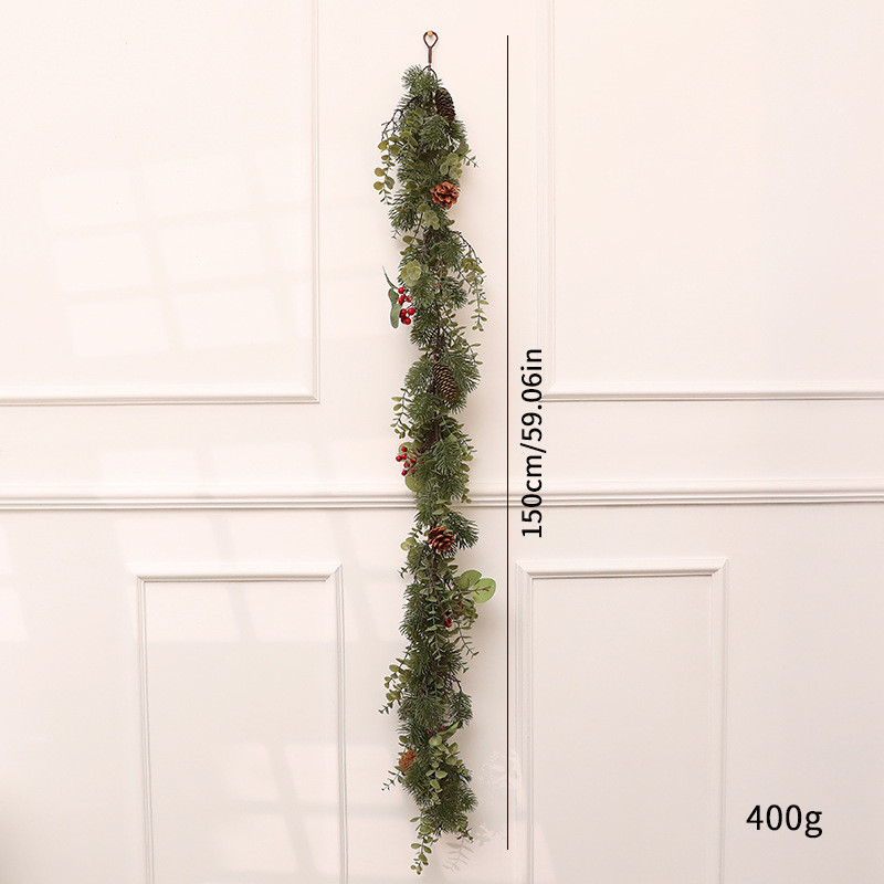 2024新款pe圣诞花环冷杉树藤条壁挂橱窗挂件圣诞装饰品摆件批发