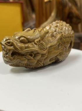 阿根廷绿檀木木雕摆件手把件龙鱼7.8厘米随身文玩盘玩工艺小摆件