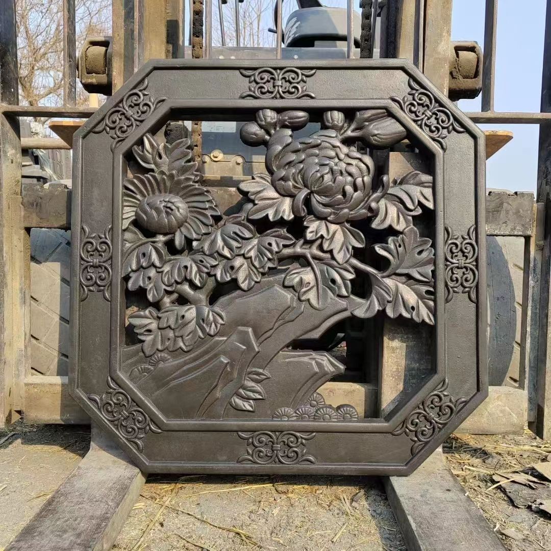 仿古建扇形砖雕浮雕镂空梅兰竹菊浮雕新中式装饰庭院围墙墙面挂件