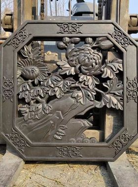 仿古建扇形砖雕浮雕镂空梅兰竹菊浮雕庭院新中式装饰围墙墙面挂件