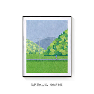 卡通趣味自然田园大海沙滩风景装饰画小众温馨挂画卧室客厅餐厅