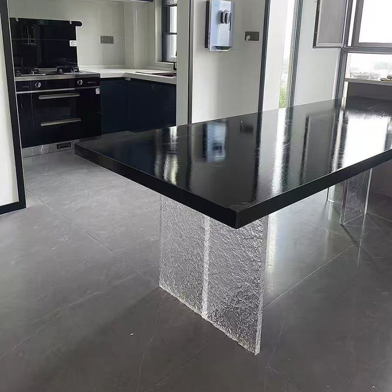 亚克力桌腿支架纹石头吧台t字型支撑餐桌茶几岛台支撑腿定制