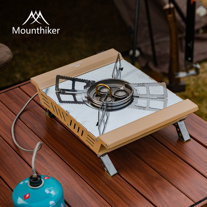 热销客户之山外露营地铝合金不锈钢四角猛火灶具7w大功率电子打火