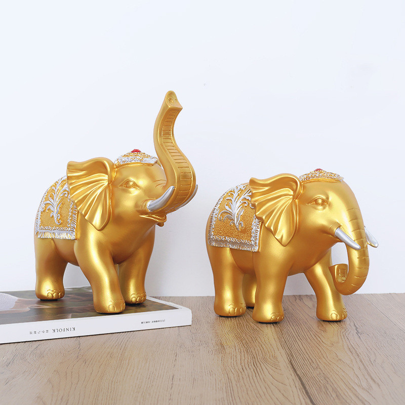 招财大象小摆件一对桌面客厅酒柜装饰品办公室创意家居玄关工艺品