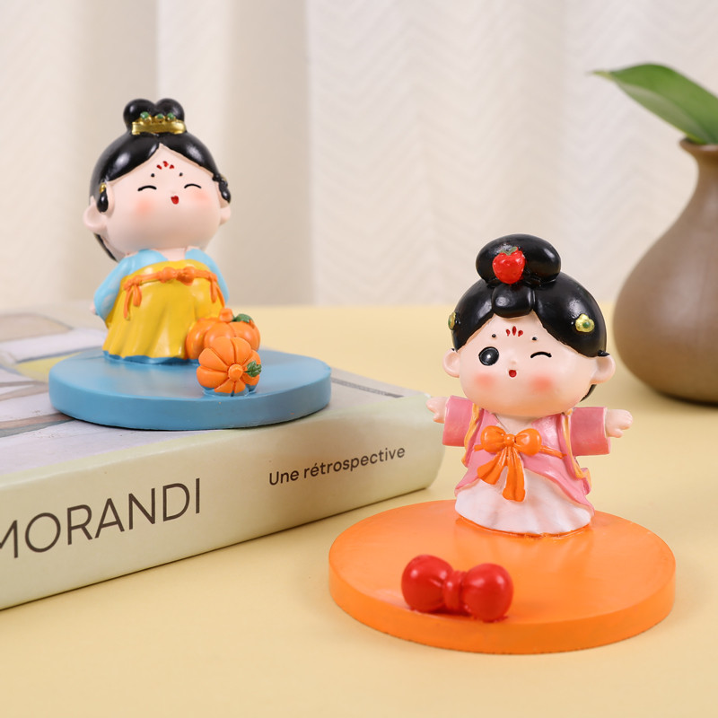 唐仕女小摆件可爱宫女手机支架桌面装饰品创意治愈系送女生日礼物