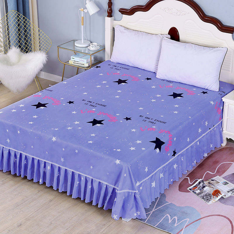 单件床裙磨毛贸床罩床单床盖床套保护套韩版床笠厂外面料