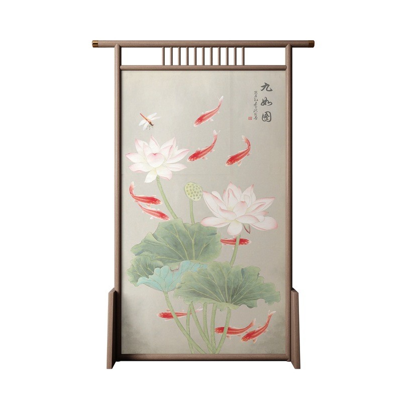 小户型屏风隔断客厅布艺玄关卧室遮挡家用新中式实木移动简约现代