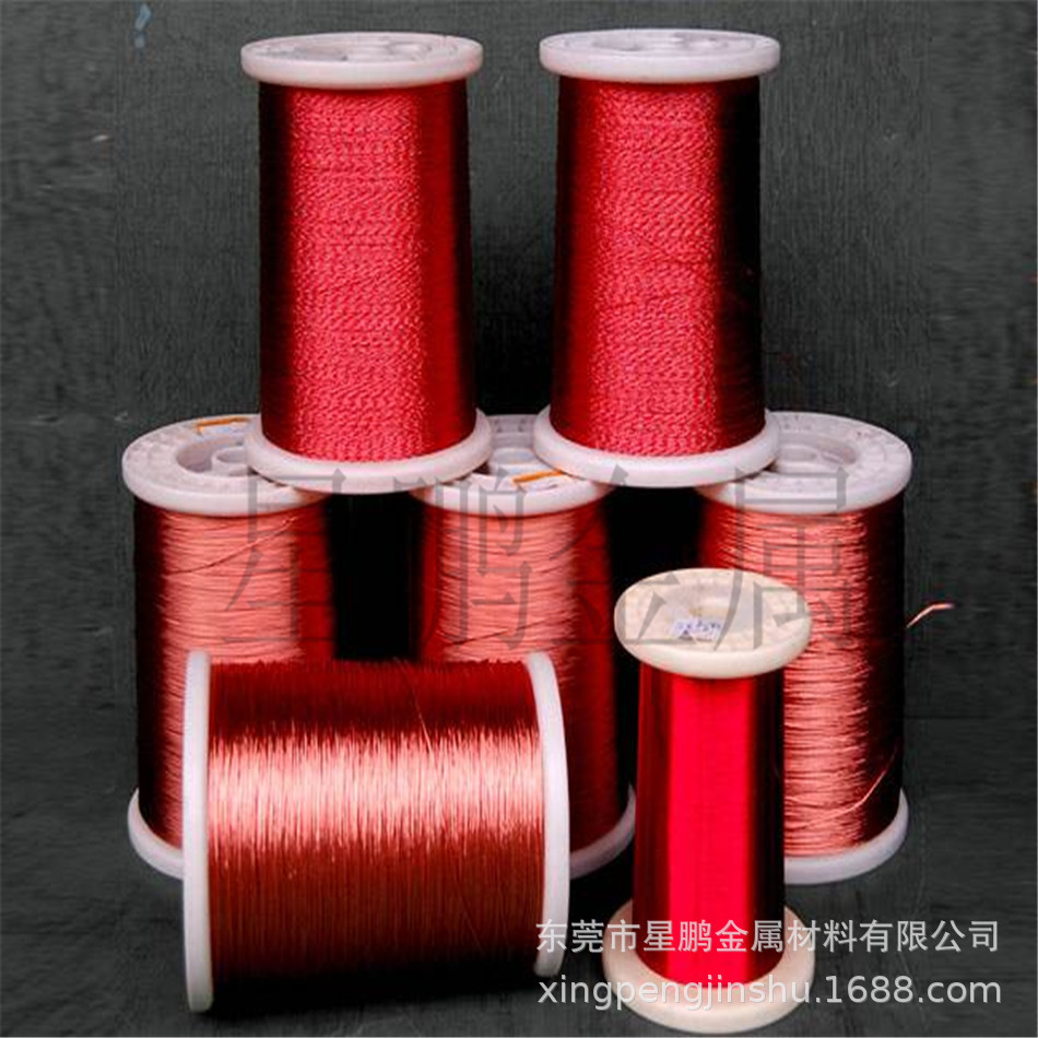 iq耐高温漆包铜扁线t2扁铜丝压扁拉方调直扁高导绝缘铜漆包切断线