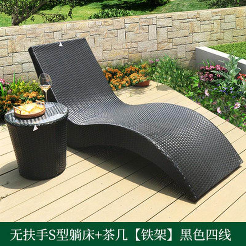 户外藤躺床泳池沙滩椅躺椅室外露台阳台休闲午睡懒人藤椅防水防晒