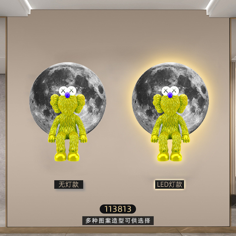 kaws玄关装饰画轻奢风走廊过道壁画现代led灯客厅背景墙发光挂画