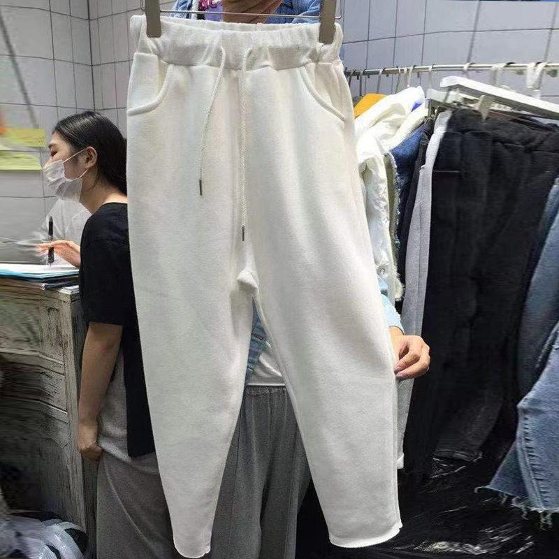 现韩国正品秋冬新品加厚哈伦裤宽松休闲九分裤加绒运动卫裤女白色,女装/女士精品,休闲裤,淘宝优惠券,粉丝福利购,淘宝优惠卷