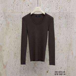 韩国代购BLOSSOM长袖针织衫女2025秋冬圆领修身螺纹打底套头毛衫