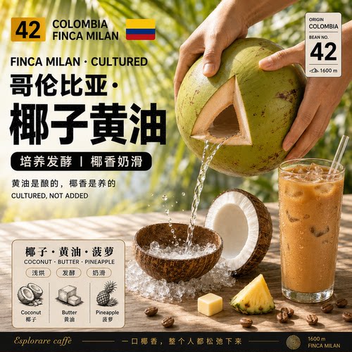 米兰庄园·椰子黄油·培养发酵处理·浅烘 哥伦比亚手冲咖啡豆