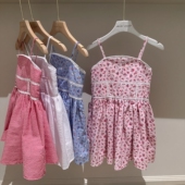 10澳女童四色KT印花棉涤混纺吊带无袖 连衣裙