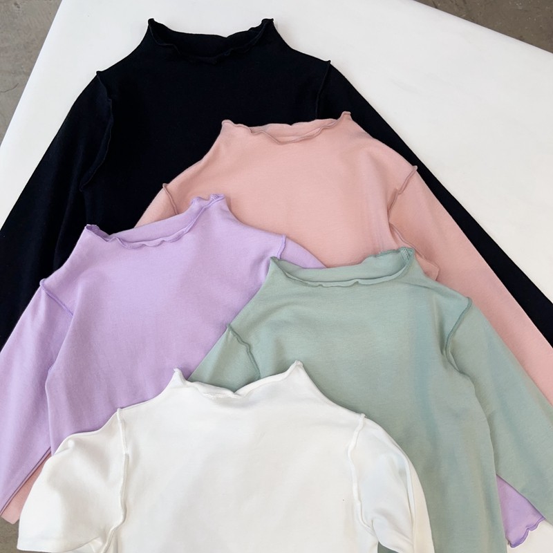 100-150日系女童纯色木耳边半高领薄款长袖打底衫T恤,童装/婴儿装/亲子装,T恤,淘宝优惠券,粉丝福利购,淘宝优惠卷