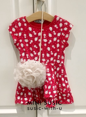 1-5岁女童红色碎花连衣裙