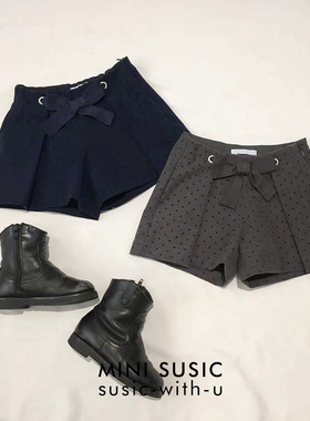3-14岁mini susic 女童植绒点点短裤 裙裤 靴裤